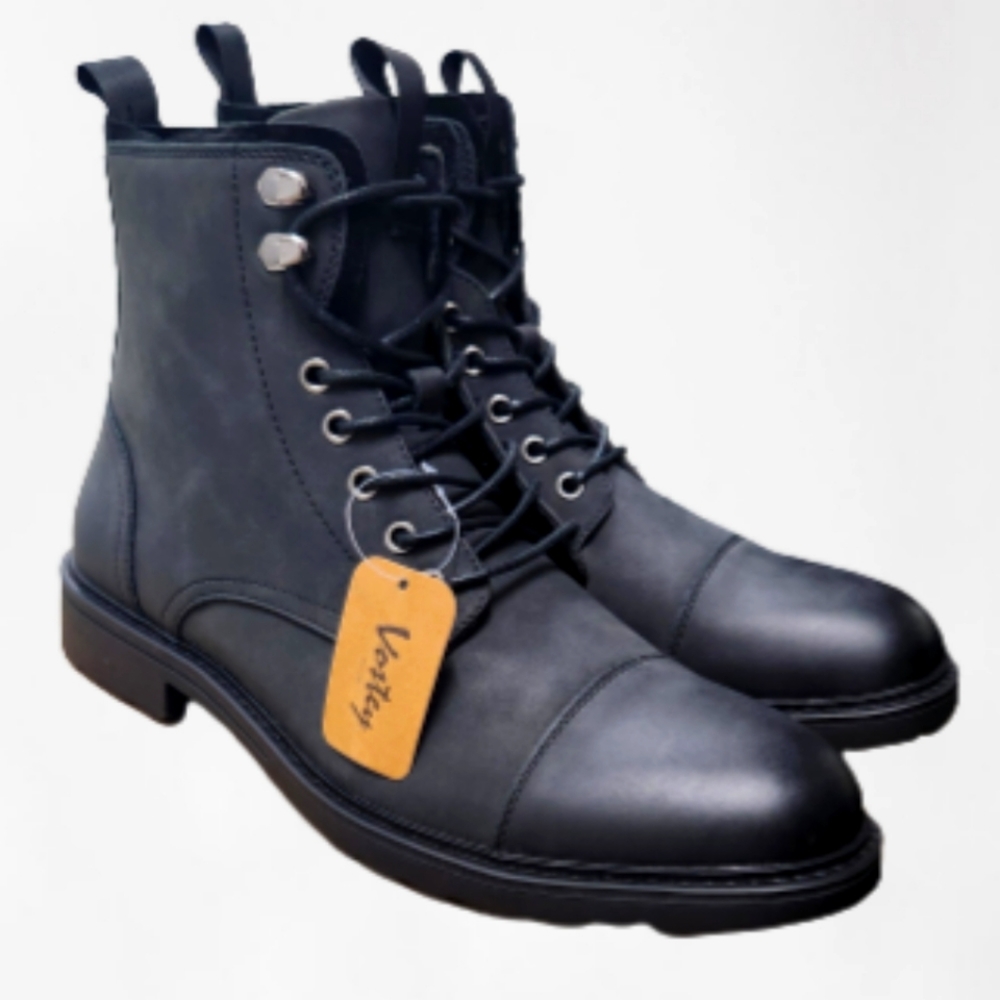 NWT 10.5 Men's Vostey Black Motorcycle Ankle Boots